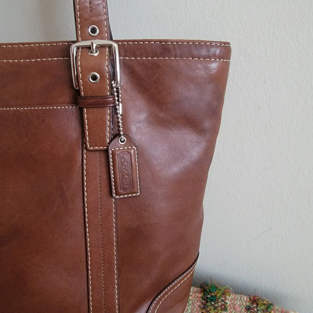 Coach Brown Leather Tote Bag Vintage Purse Boho